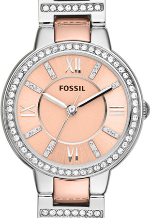 Ceas de dama Fossil cu culoare dubla argintiu cu auriu rose + plin cu cristale stralucitoare [2]