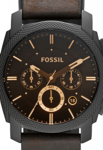 Fossil Ceas cronograf maro inchis si bratara de piele Machine FS5251SET [1]
