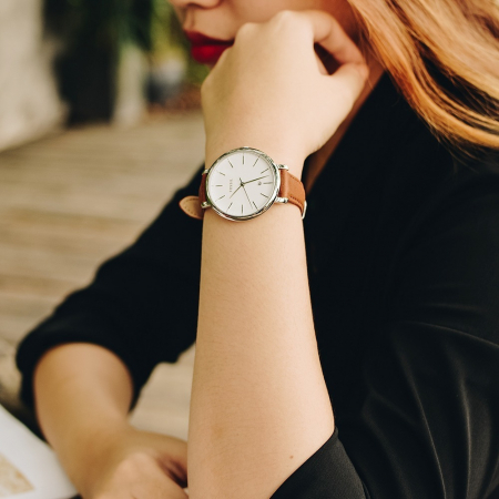 Ceas de dama Fossil cu o curea de piele, Maro inchis [2]