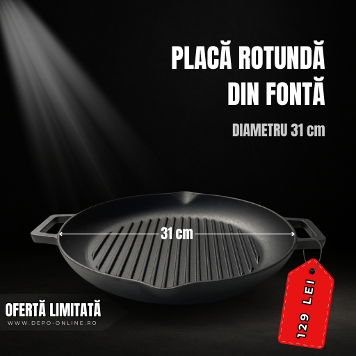 PLACA ROTUNDA DIN FONTA CU MANERE 31 cm
