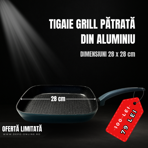 TIGAIE GRILL PATRATA DIN ALUMINIU 28 cm