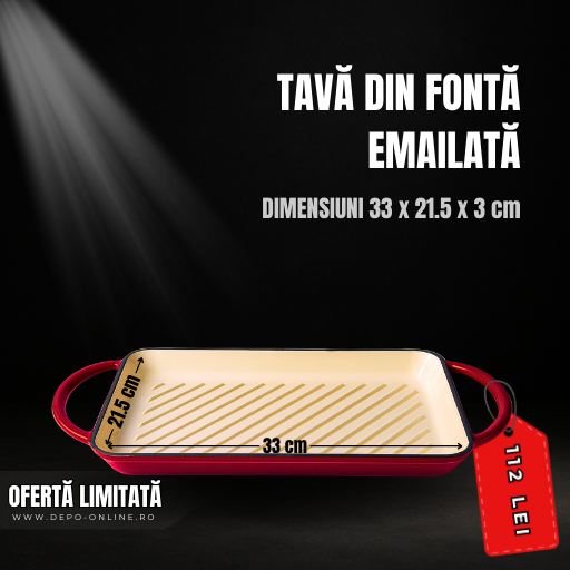 TAVA DIN FONTA EMAILATA 33 x 21,5 cm