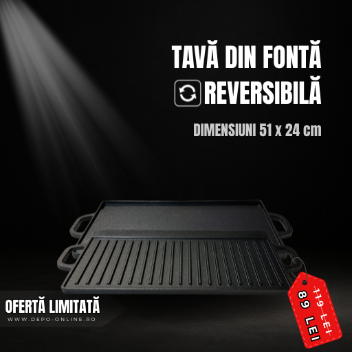 TAVA DIN FONTA REVERSIBILA 51x24 cm