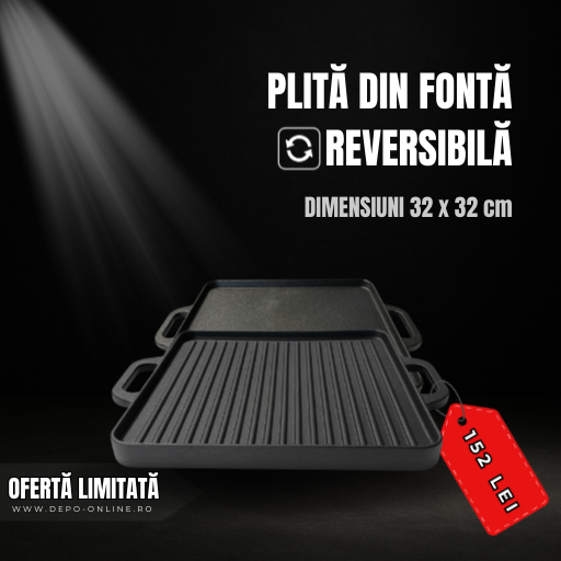 TAVA DIN FONTA REVERSIBILA 32x32 cm