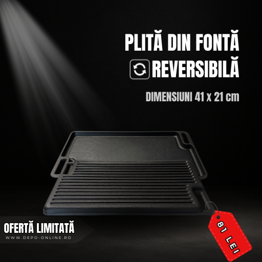PLITĂ DIN FONTĂ REVERSIBILĂ 41 × 21 cm