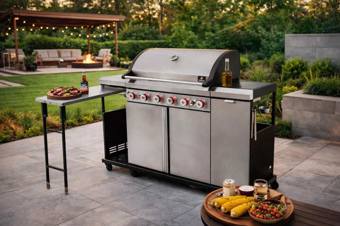 Bucatarie de exterior pe gaz Grill Chef Landmann 22174, 6 arzatoare inox si 1 arzator ceramic infrarosu MaxX-Zone [13]