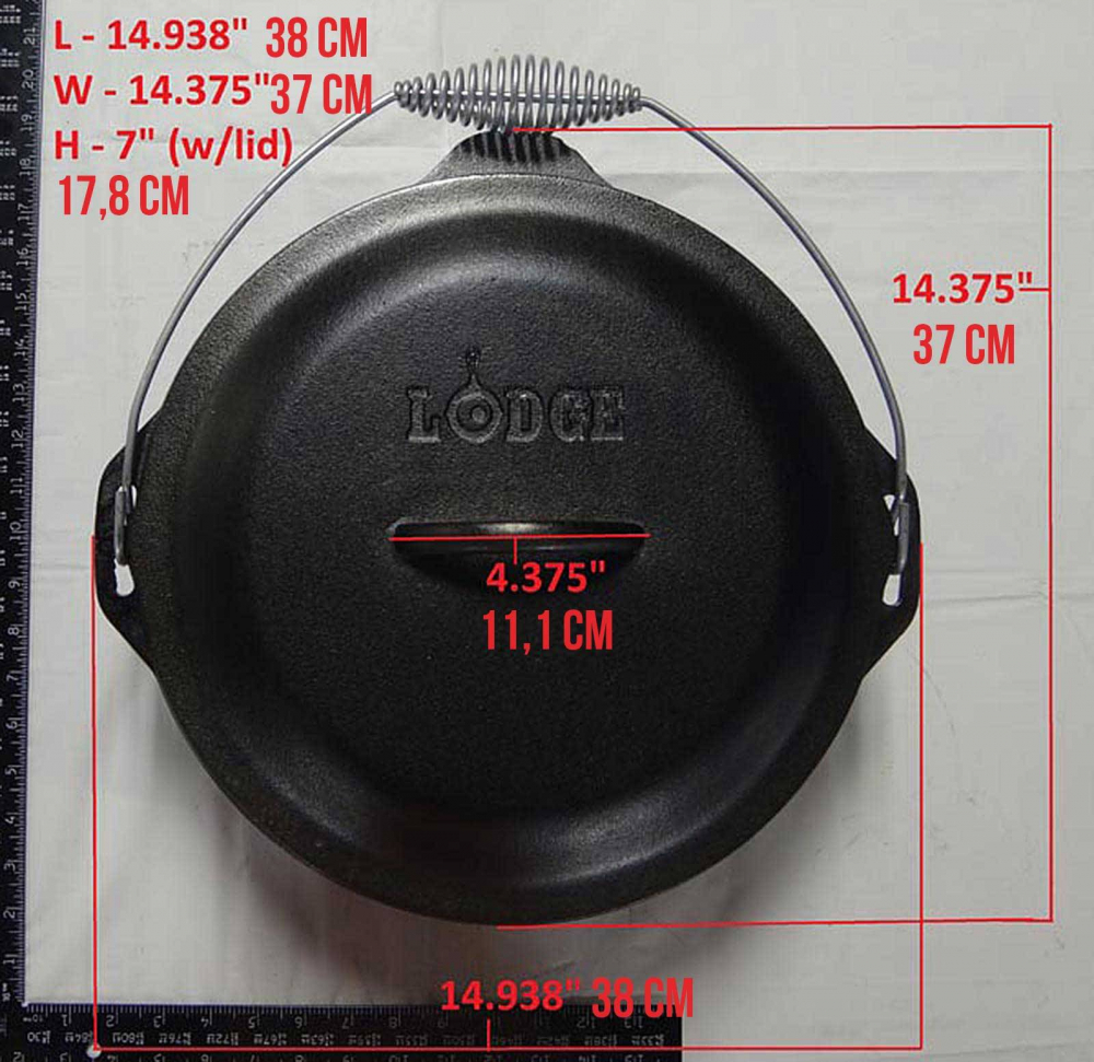 Ceaun din fonta cu capac - cuptor olandez Lodge 33 cm 8,5 litri L-12DO3 [18]