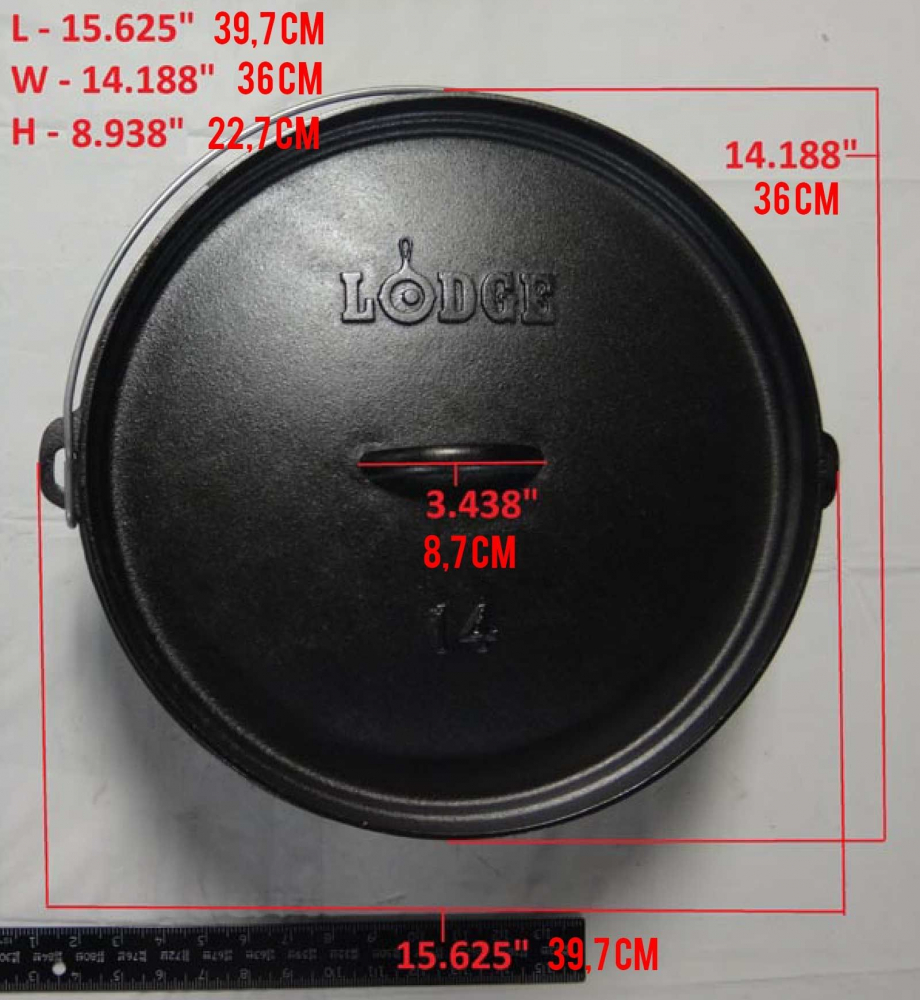 Ceaun din fonta cu capac - cuptor olandez Lodge 36 cm 9,5 litri L-14DCO3 [9]