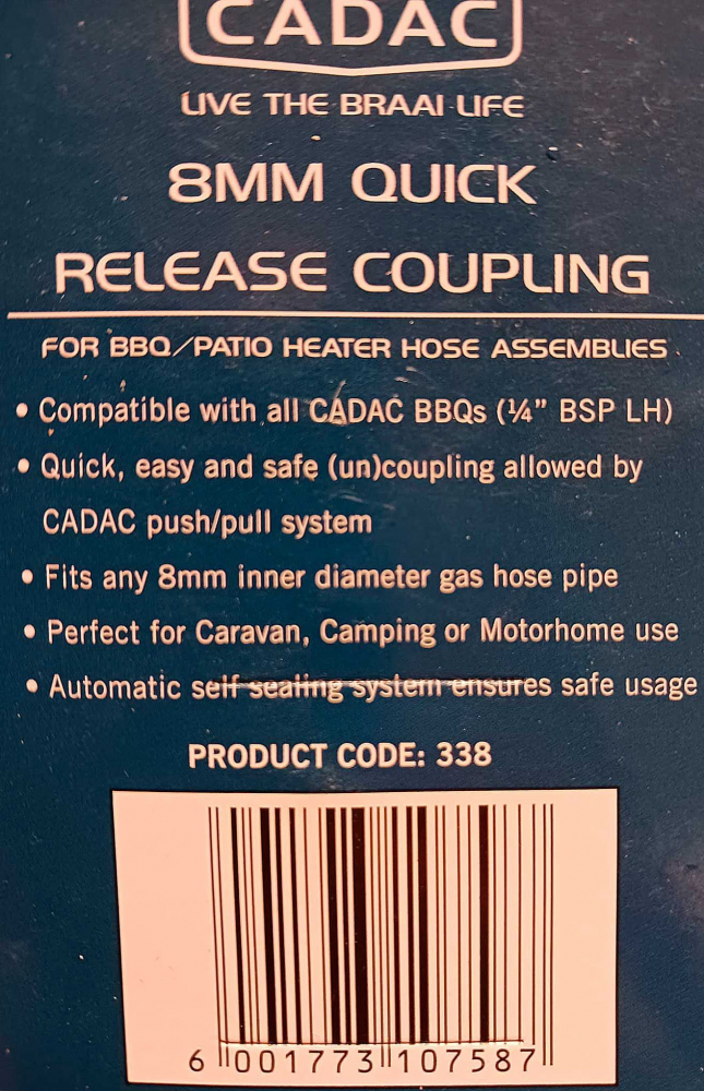 Conexiune Quick Release pentru furtun de gaz la gratar Cadac 338 [2]