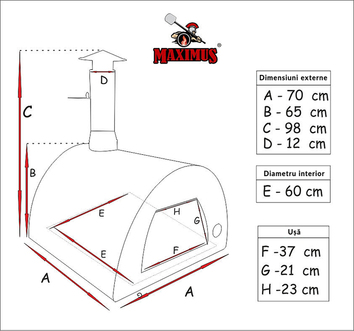 Cuptor traditional pentru pizza pe lemne Maximus Arena negru [34]