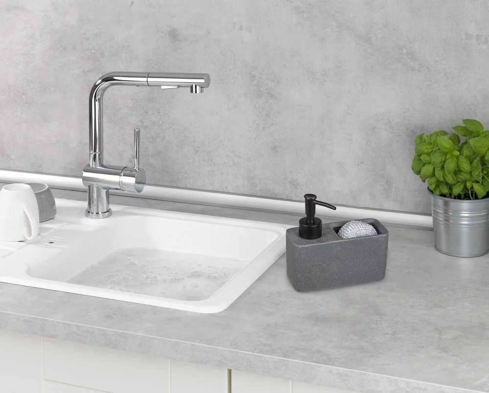 Dispenser pentru sapun lichid cu suport burete integrat Wenko Resa Grey 54669100 [5]