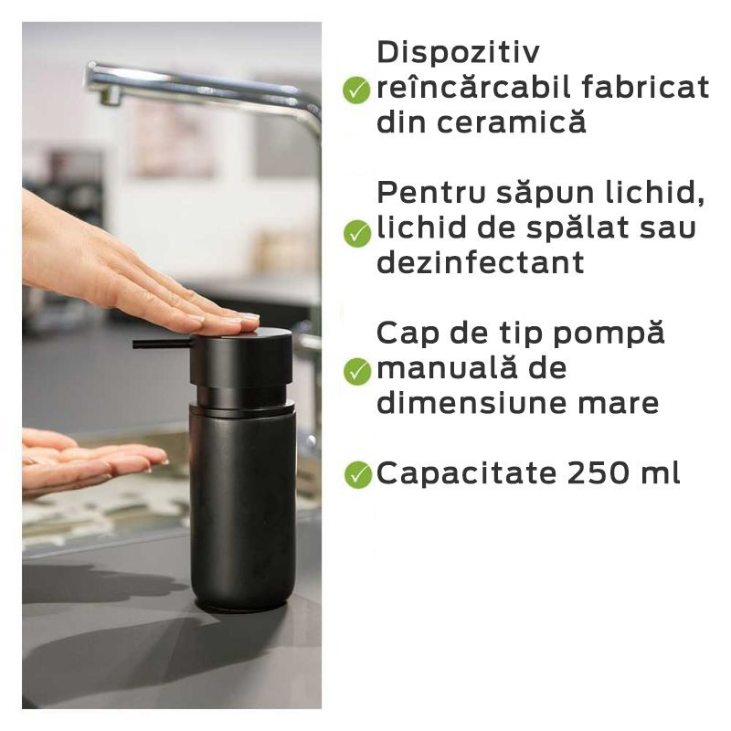 Dispenser pentru sapun lichid, din ceramica, negru, 0,25 litri Silo Wenko Black Outdoor Kitchen 55035100 [6]