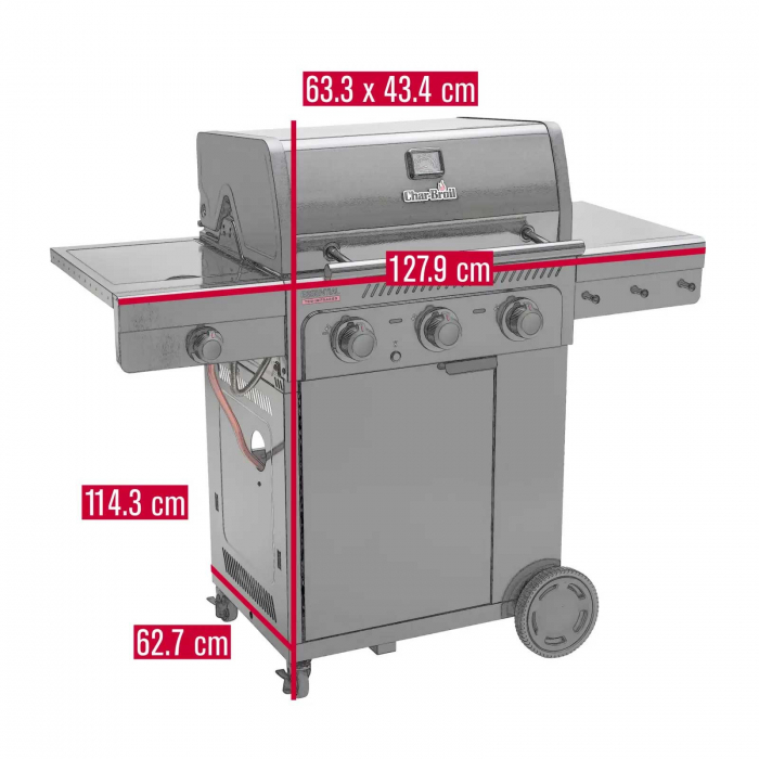Gratar pe gaz Char-Broil Essential 3 G cu 3 arzatoare, grile din fonta, TRU-Infrared 140234 [8]