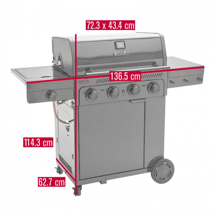 Gratar pe gaz Char-Broil Essential 4 G cu 4 arzatoare, grile din fonta, TRU-Infrared 140235 [8]