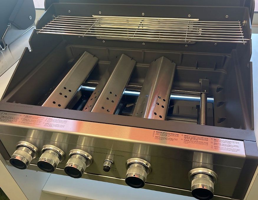 Gratar pe gaz cu 5 arzatoare 4 inox si 1 infrarosu, incastrabil, grile si plita fonta, Grandhall Pro Elite 4 K04000309A [6]
