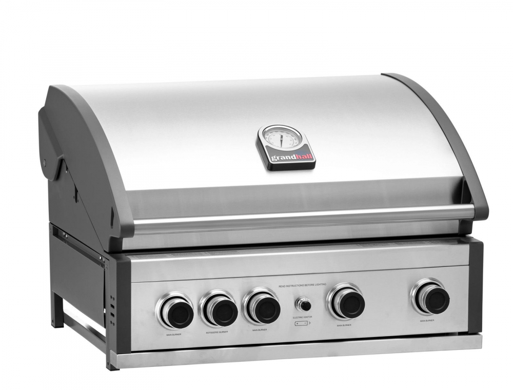 Gratar pe gaz cu 5 arzatoare 4 inox si 1 infrarosu, incastrabil, grile si plita fonta, Grandhall Pro Elite 4 K04000309A [3]
