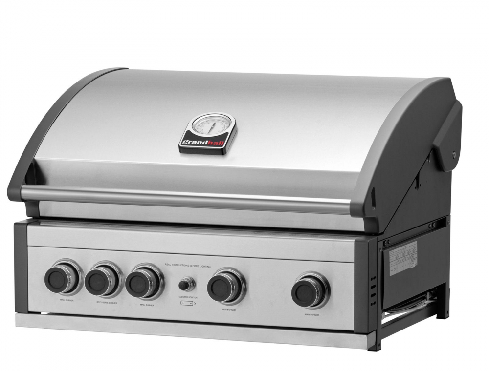 Gratar pe gaz cu 5 arzatoare 4 inox si 1 infrarosu, incastrabil, grile si plita fonta, Grandhall Pro Elite 4 K04000309A [2]