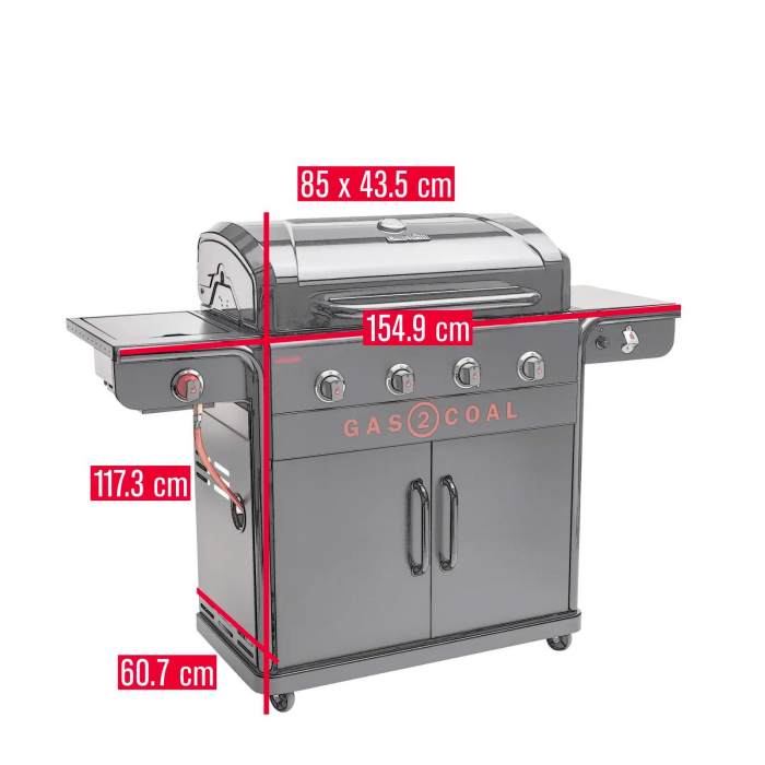 Gratar pe gaz si carbuni hibrid Char-Broil Gas2Coal 2.0 440 Special Edition, plita si sear burner 140995 [8]