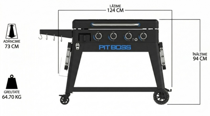 Gratar pe gaz tip plancha cu 4 arzatoare Pit Boss Ultimate Plancha 10813 [10]