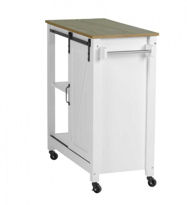 Mini bar alb cu 3 rafturi si usa, MDF si lemn, 80 x 88,5 x 40 cm, Wenko Country House 54130100 [5]