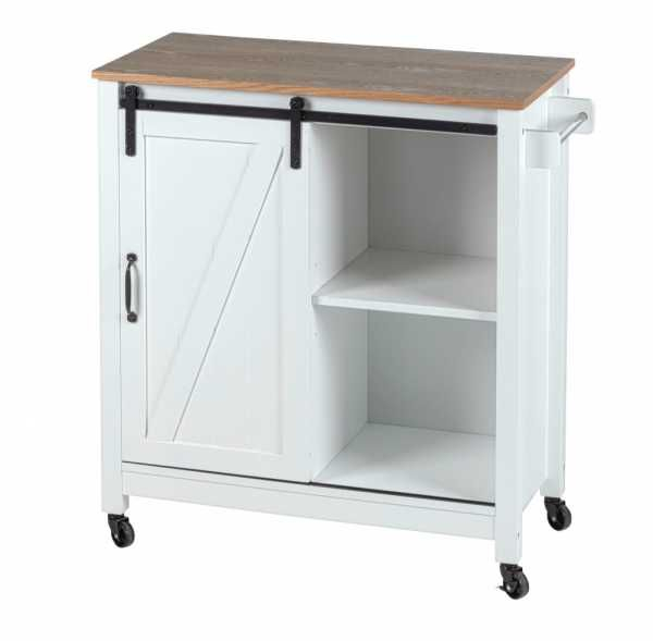 Mini bar alb cu 3 rafturi si usa, MDF si lemn, 80 x 88,5 x 40 cm, Wenko Country House 54130100 [3]