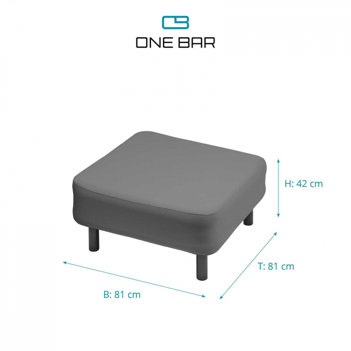 Mobilier gradina si terasa fotoliu tip taburet 81 x 81 x 42 cm One Bar Element 3 ONEBAR103 : Textura sau culoare - Black [2]