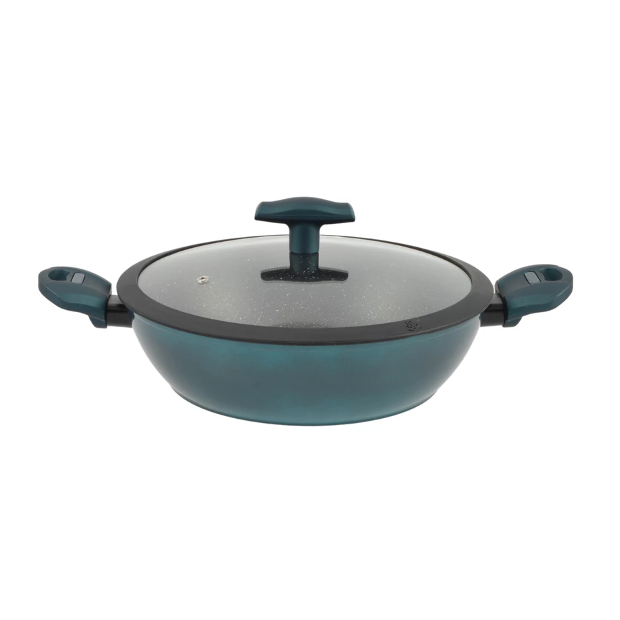OALA DIN ALUMINIU ANTIADERENT CU CAPAC DIN STICLA DIAMETRU 28 CM [1]