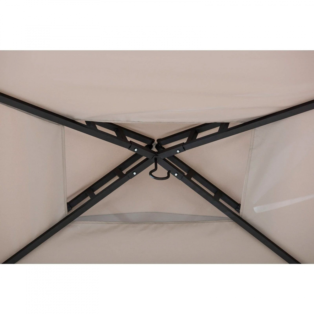 Pavilion gazebo din otel pentru gratar cu copertina Sunjoy Linas 244cm x 152cm negru/gri deschis A103002202 [8]