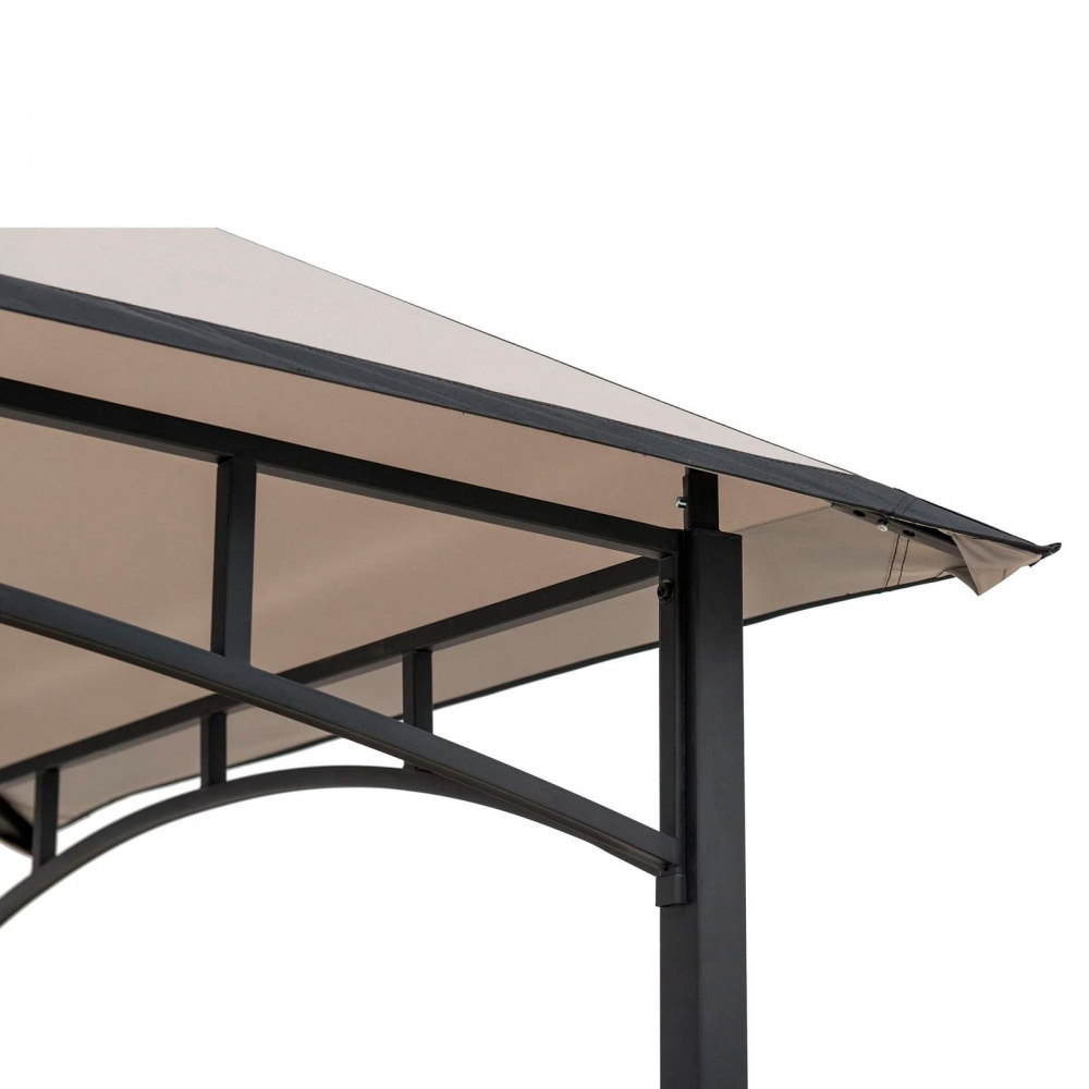 Pavilion gazebo din otel pentru gratar cu copertina Sunjoy Linas 244cm x 152cm negru/gri deschis A103002202 [11]