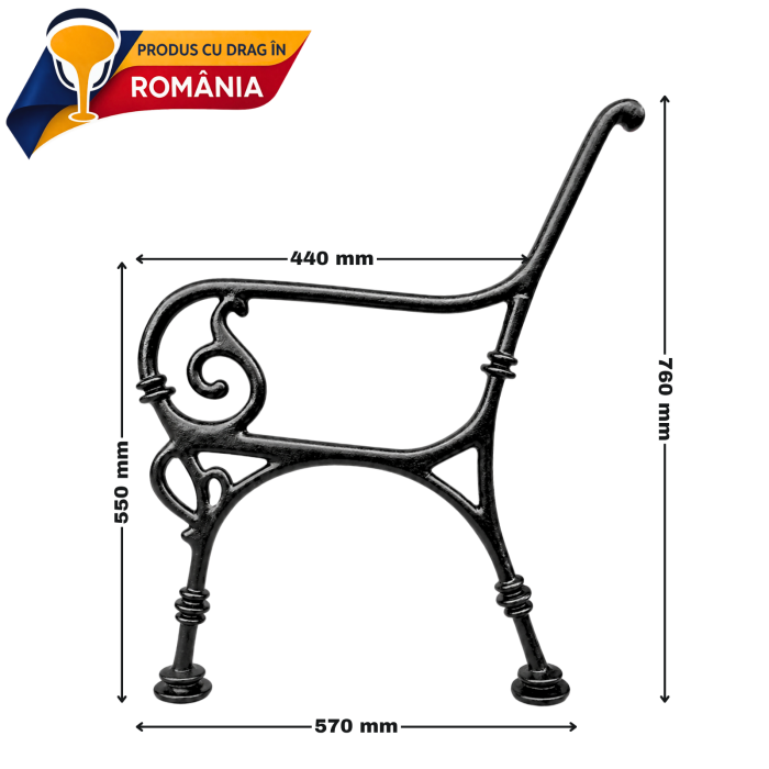 Picior din fontă pentru bancă 760 x 550 mm [2]