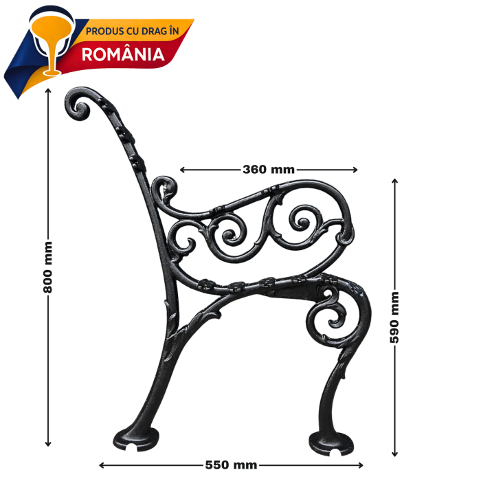 Picior din fontă pentru bancă 800 x 590 mm [2]