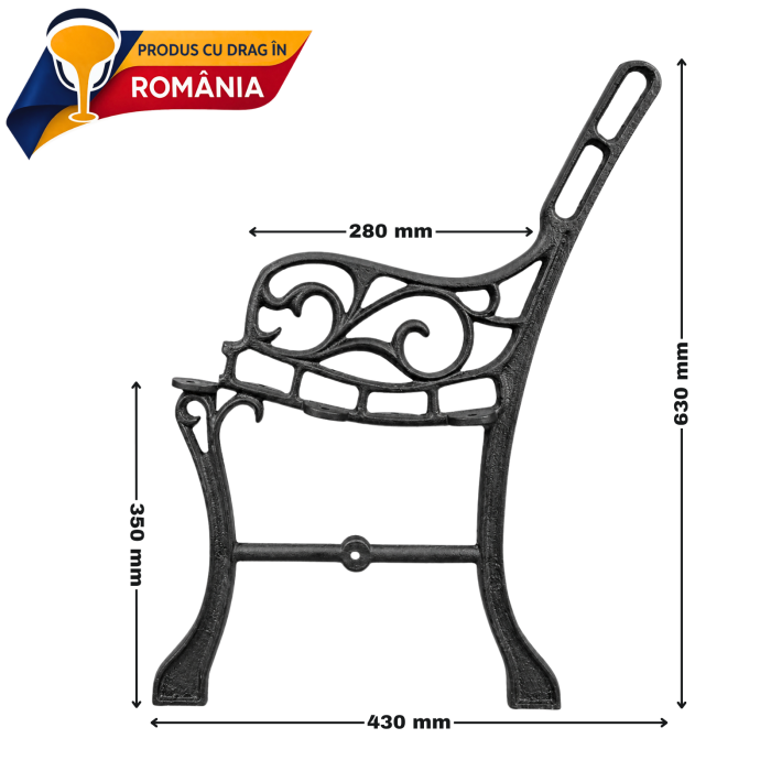 Picior din fontă pentru bancă pentru copii 630 x 430 mm [2]