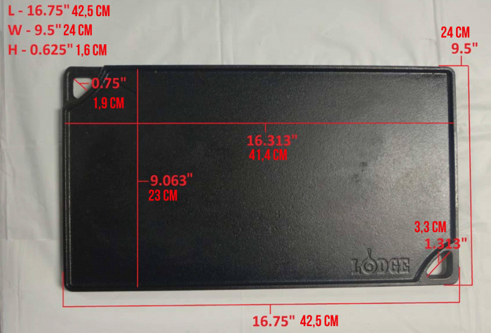Plita din fonta cu 2 fete neteda si grill Lodge 42,5 x 24 cm L-DP3 [14]