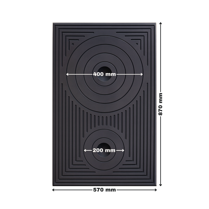 PLITĂ DIN FONTĂ CU DOUĂ OCHIURI 870 mm L x 570 mm l CU MODEL [2]
