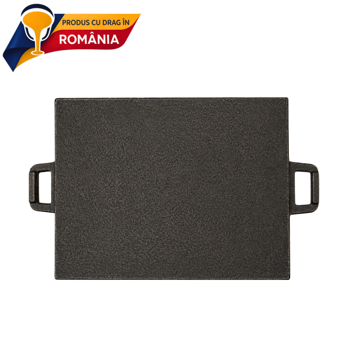 PLITĂ DIN FONTĂ NETEDĂ CU BORDURĂ ȘI DOUĂ MÂNERE 410 x 310 mm [2]