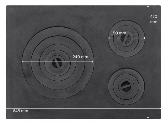 Plita soba din fonta cu trei ochiuri 645 mm x 470 mm [2]