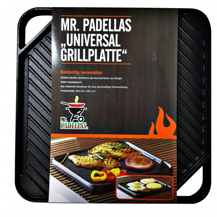 Plita universala din fonta cu 2 fete neteda si grill 26 x 26 cm Mr. Padelllas Activa 20020 [3]