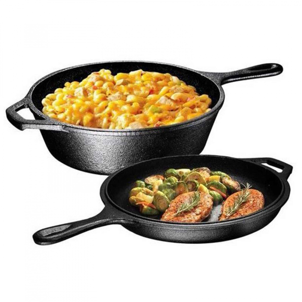 Set 2 tigai din fonta cu maner Lodge Combo Cooker 26 cm L-LCC3 [3]