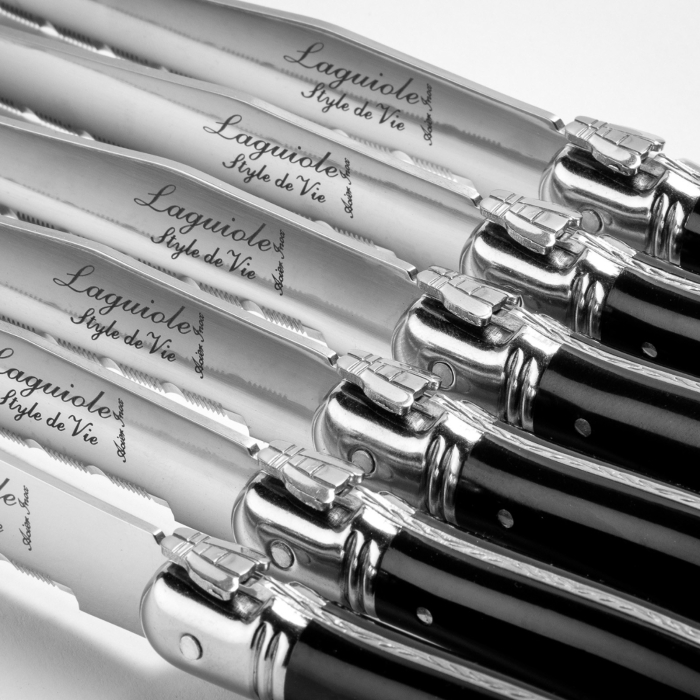 Set 6 cutite de friptura 1,8 mm cu maner negru Laguiole Style de Vie Premium Line 1.8PREMZWART [3]