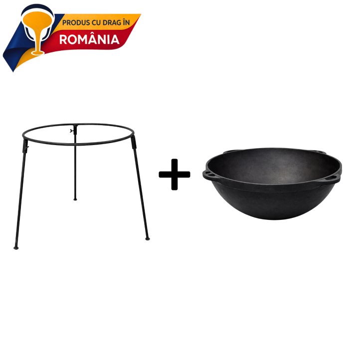 Ceaun din fontă 30 litri cu trepied pentru foc deschis [2]