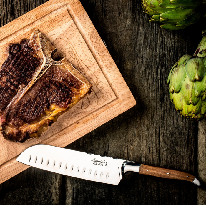 Set cutit Santoku si tocator din lemn Laguiole Style de Vie Luxury Line SANTOKUOLIJFPLANK [4]