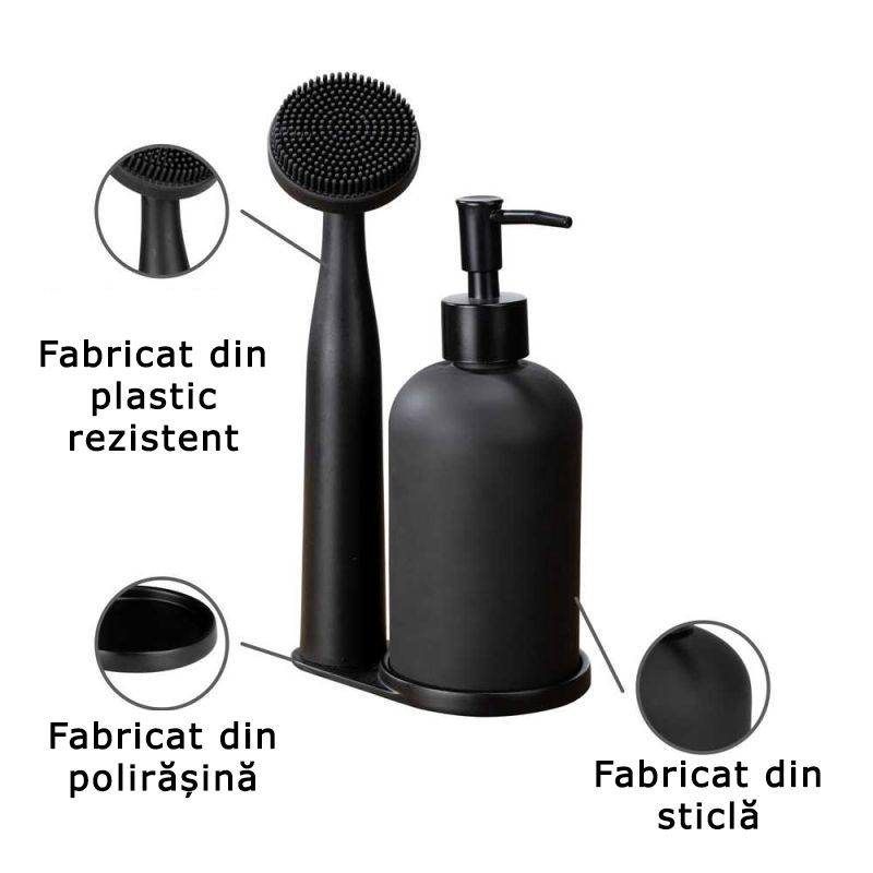 Set dispenser sapun lichid si perie pentru bucatarie Wenko Black Outdoor Kitchen Piedo 55077100 [3]