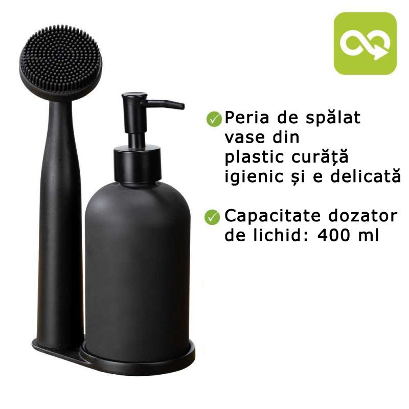 Set dispenser sapun lichid si perie pentru bucatarie Wenko Black Outdoor Kitchen Piedo 55077100 [4]