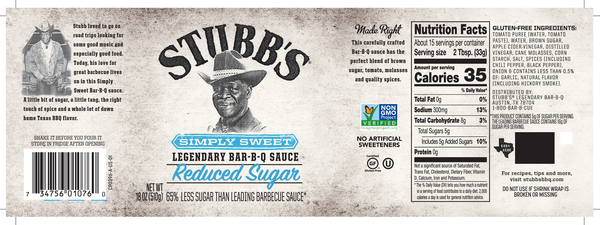 Sos Stubb&#039;s Simply Sweet reduced Sugar 450 ml 510 g ST-243 [2]