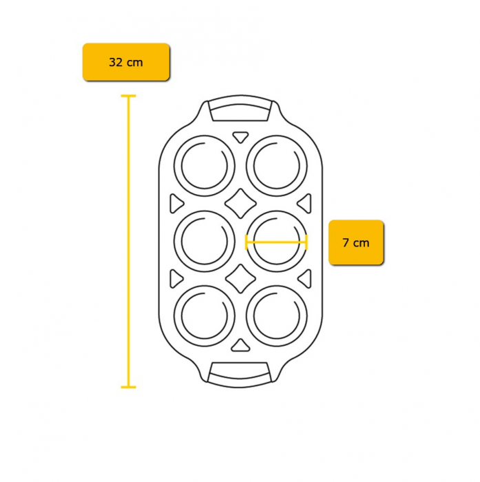 Tava din fonta cu 6 cupe pentru briose Lodge 32 x 18 cm L-BW6MFN [6]