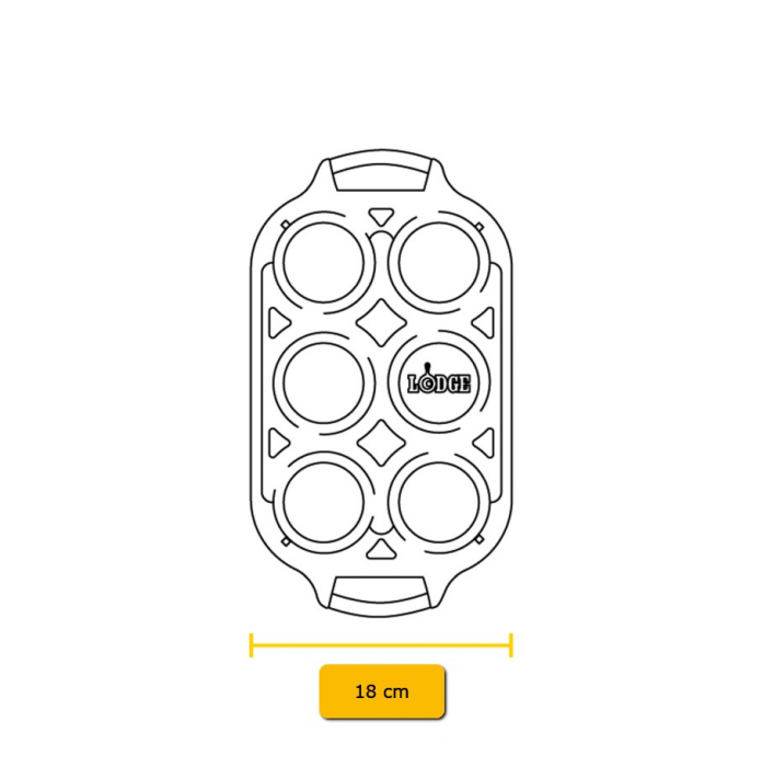 Tava din fonta cu 6 cupe pentru briose Lodge 32 x 18 cm L-BW6MFN [8]