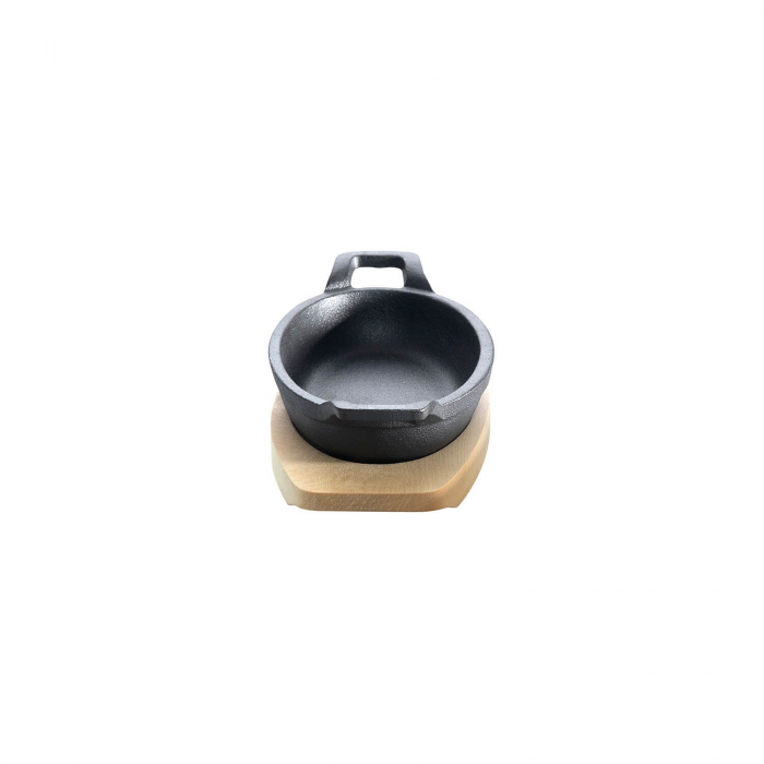 Tava ovala din fonta cu suport de lemn pentru servire 21 x 15,5 cm 0,75 litri ALL GRILL 9705 [4]