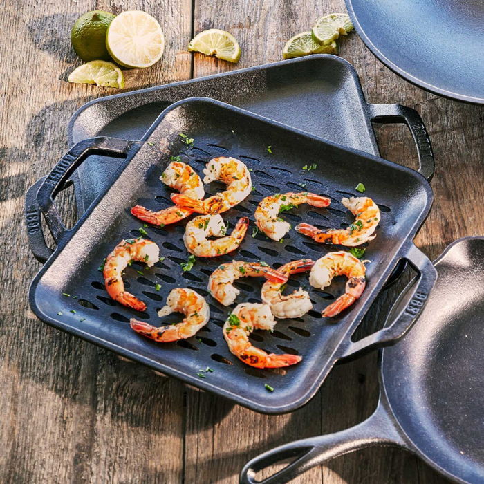 Tava patrata cu doua manere si gauri perforate pentru gratar Chef Collection Lodge 28 cm L-C11SGT [8]