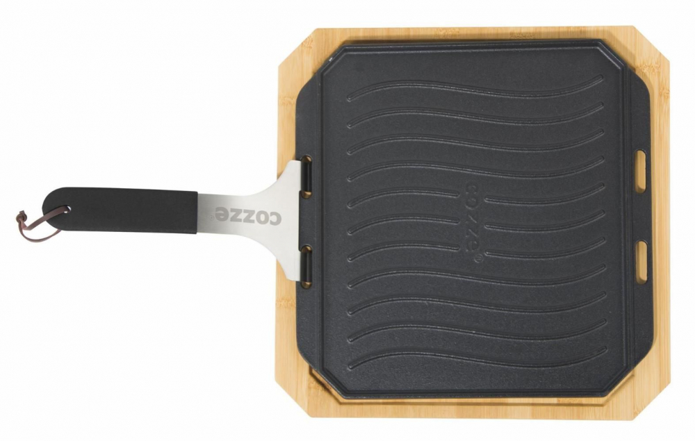 Tava reversibila din fonta cu suport din bambus pentru servire Cozze 33 x 33 cm 90327 [2]