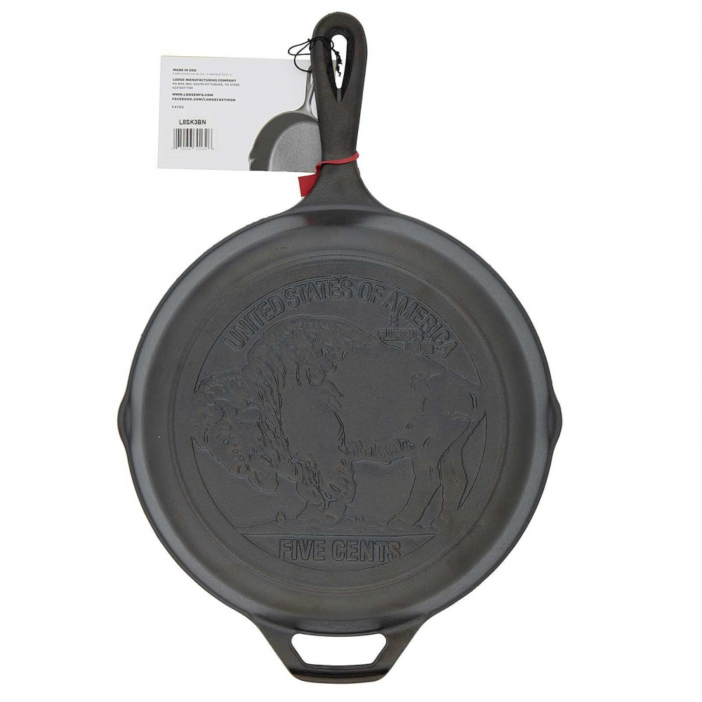 Tigaie adanca rotunda din fonta cu maner si logo Buffalo Nickel Lodge 26 cm L-8SK3BN [4]